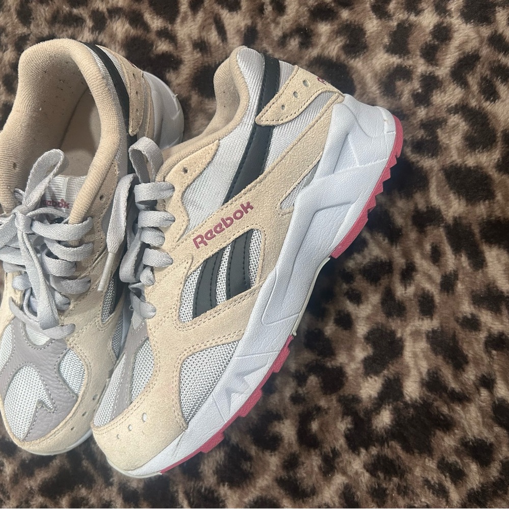 Reebok Cream and Pink Athletic Shoes